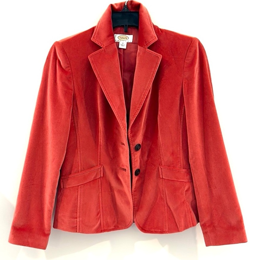 Talbots Beautiful Peachy Coral 2 Button Velvet Blazer Size 0